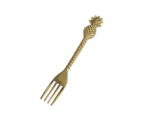
                
                    Load image into Gallery viewer, LULU LUXE COASTAL - BRASS PINEAPPLE CAKE FORK
                
            