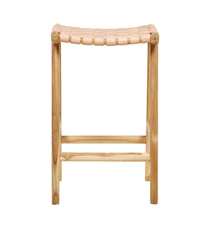 
                
                    Load image into Gallery viewer, LULU LUXE COASTAL - NUDE WOVEN LEATHER BAR STOOL
                
            
