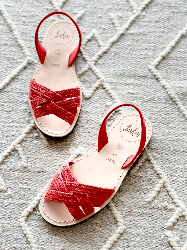 
                
                    Load image into Gallery viewer, CROSSOVER PEEP TOE - WOVEN ROJO
                
            